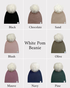 White Pom Beanie