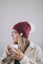 Load image into Gallery viewer, White Pom Beanie
